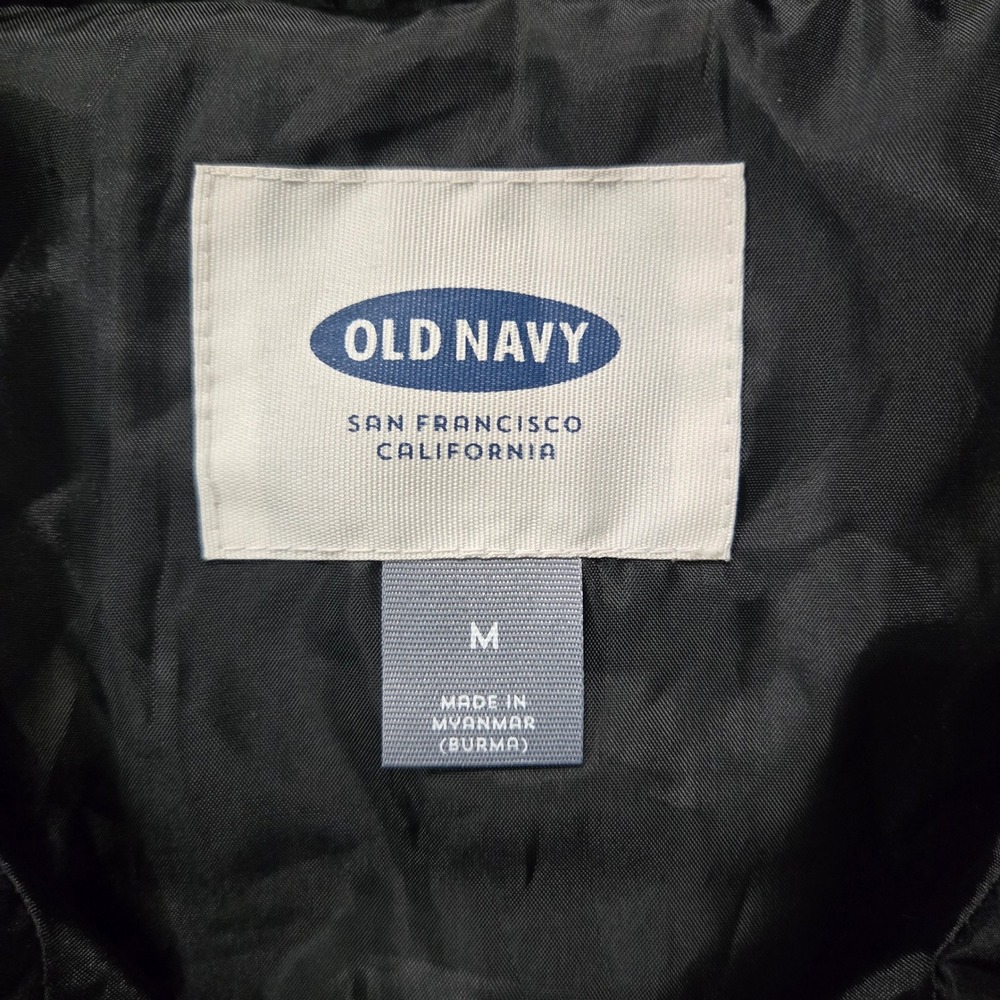 Old Navy Womens Black Quilted Puffer Vest Gold Zip Diamond Stitch Size M - Picture 6 of 9